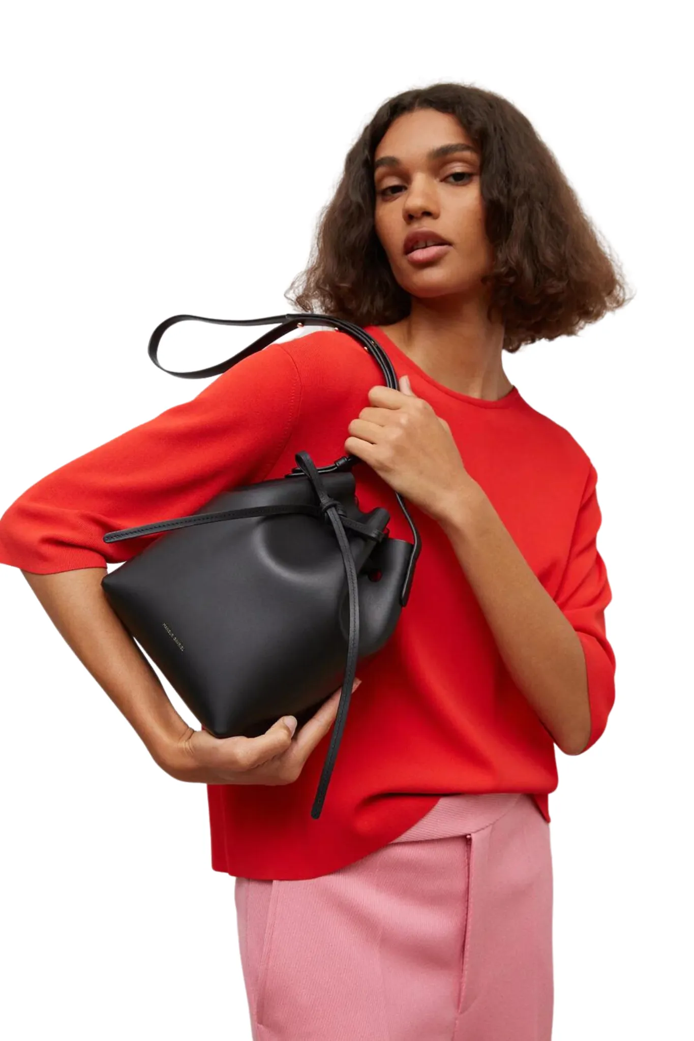 Mini Bucket Bag in Black/Flamma