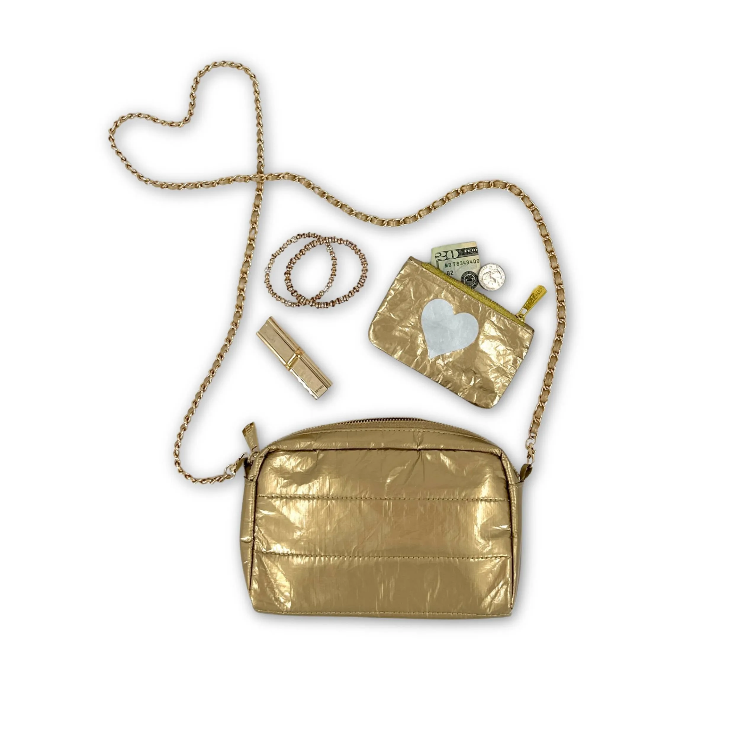 Mini Puffer Chain Purse - Gold