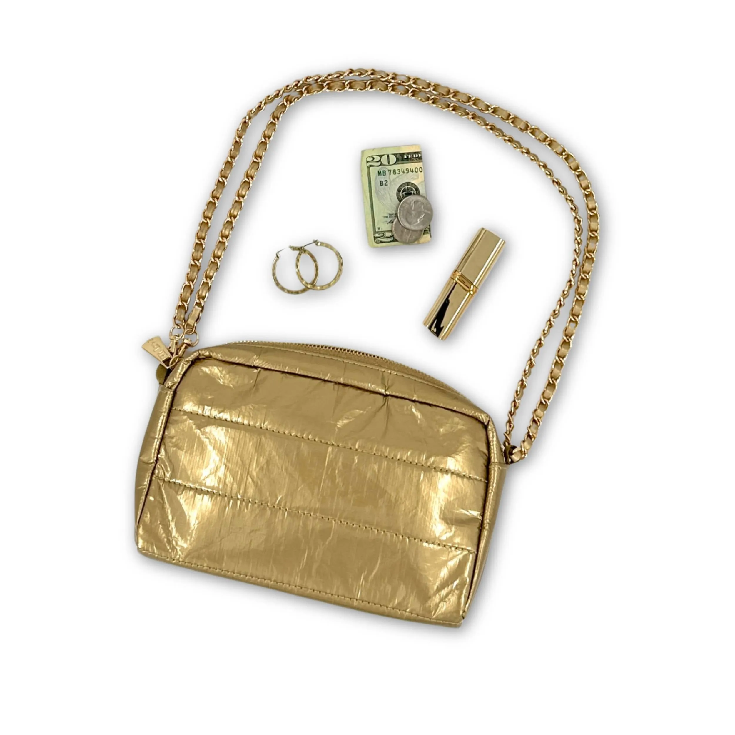 Mini Puffer Chain Purse - Gold