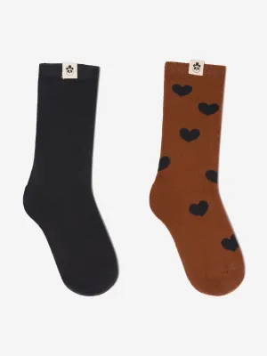 Mini Rodini Girls Basic Hearts 2 Pack Socks Set in Multicolour