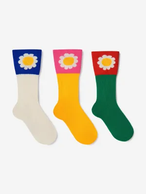 Mini Rodini Girls Organic Cotton Flower Socks (3 Pack)