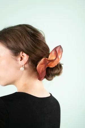 Mini Scrunchie Hand Dyed Orange Brown Duo