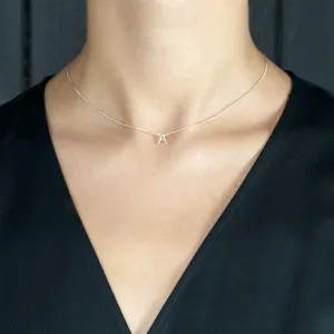 Minimal letter Necklace (2 connectors) - 14k/ 18k Gold