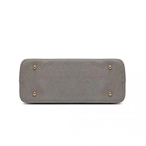 Miss Lulu Three Piece Tote Shoulder Bag And Clutch - Elegant Grey