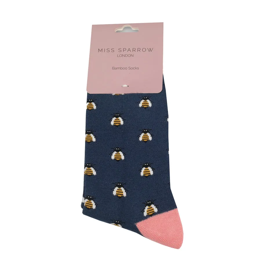 Miss Sparrow Honey Bee Socks Navy