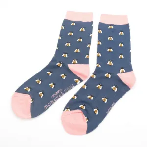 Miss Sparrow Honey Bee Socks Navy