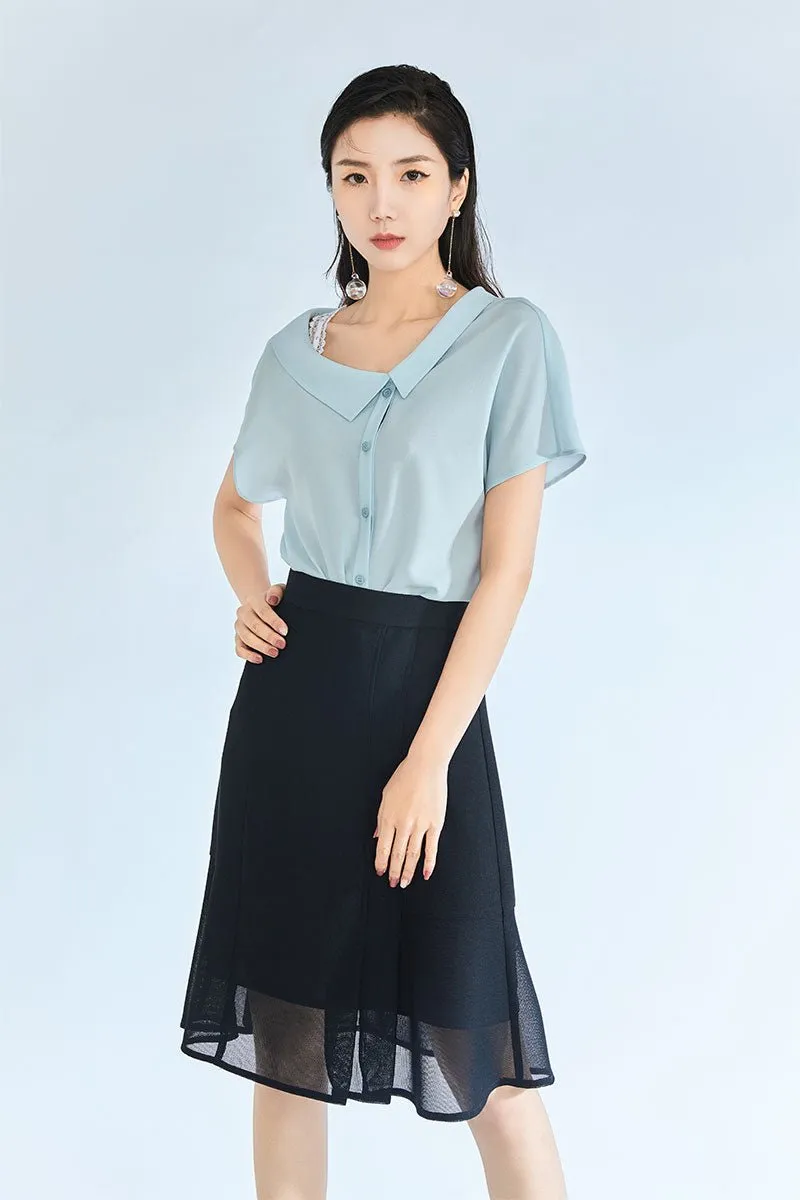 Mist Blue T-shirt One Shoulder