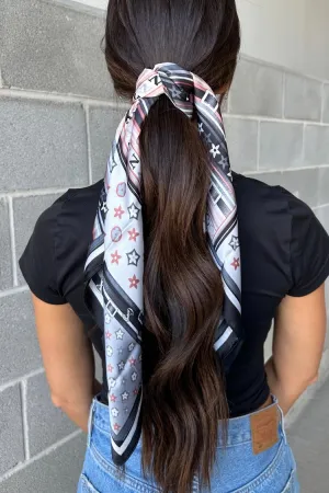 Mixed Print Hair Scarf - Black