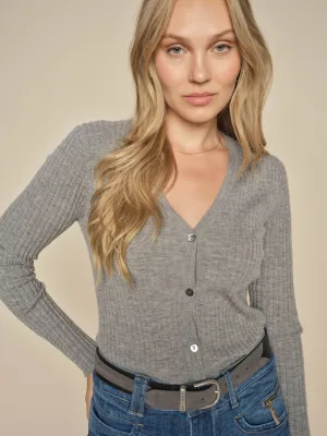 MMRelena Rib V-neck Knit Cardigan