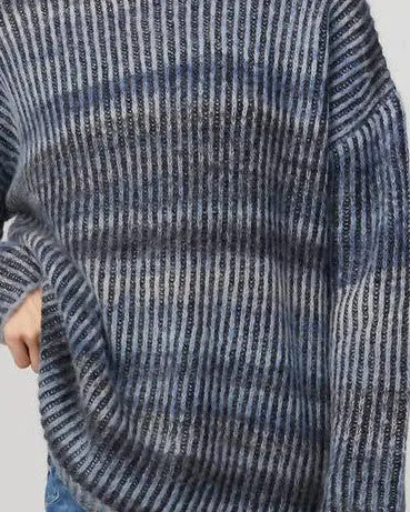 Mock Neck Tunic Pullover in Blue Combo | Blue Combo