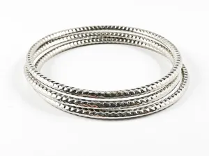 Modern 3 Pieces Set Textured Eternity Style Fashion Bangle