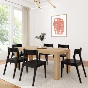 Modern Dining Set with Black Chairs - 72"