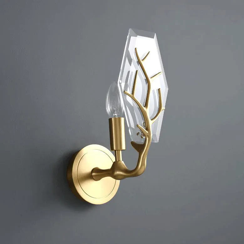 Modern Light Luxury Rhombus Crystal Antler 1-Light Wall Sconce Lamp