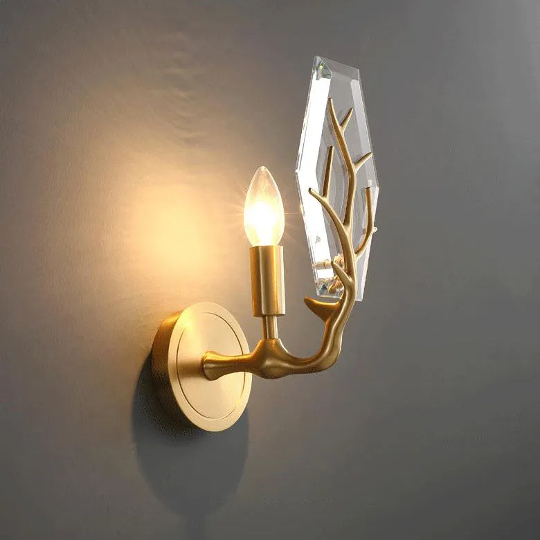 Modern Light Luxury Rhombus Crystal Antler 1-Light Wall Sconce Lamp