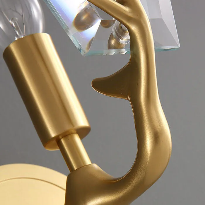 Modern Light Luxury Rhombus Crystal Antler 1-Light Wall Sconce Lamp