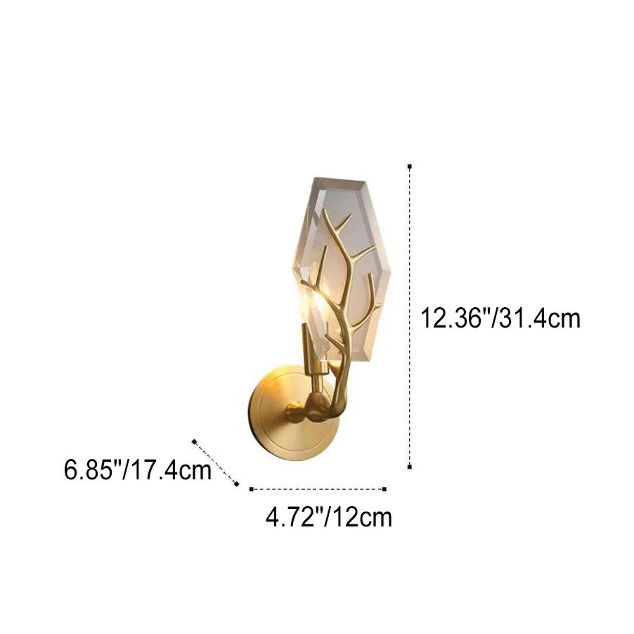 Modern Light Luxury Rhombus Crystal Antler 1-Light Wall Sconce Lamp