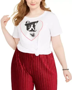 Modern Lux Women's Trendy Plus French Bulldog Graphic T-Shirt White Size 1X | White