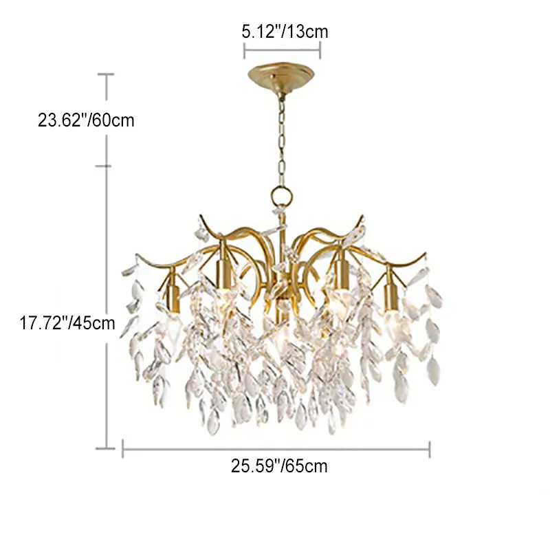 Modern Luxury Leaf Iron Crystal 7/9 Light Chandelier For Living Room