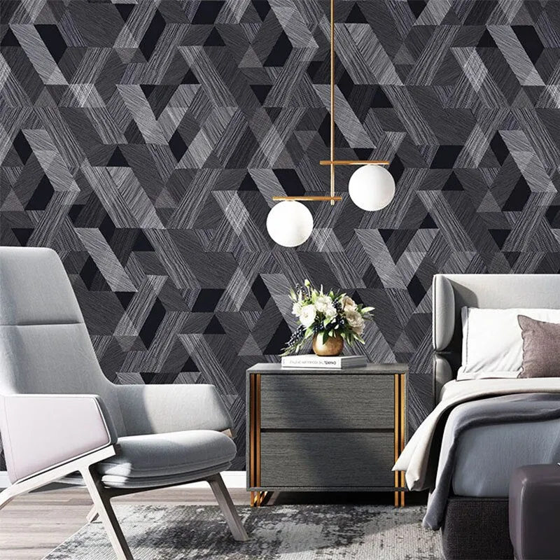 Modern Non-woven Geometric Pattern Lattice Wallpaper (5.3 ㎡)
