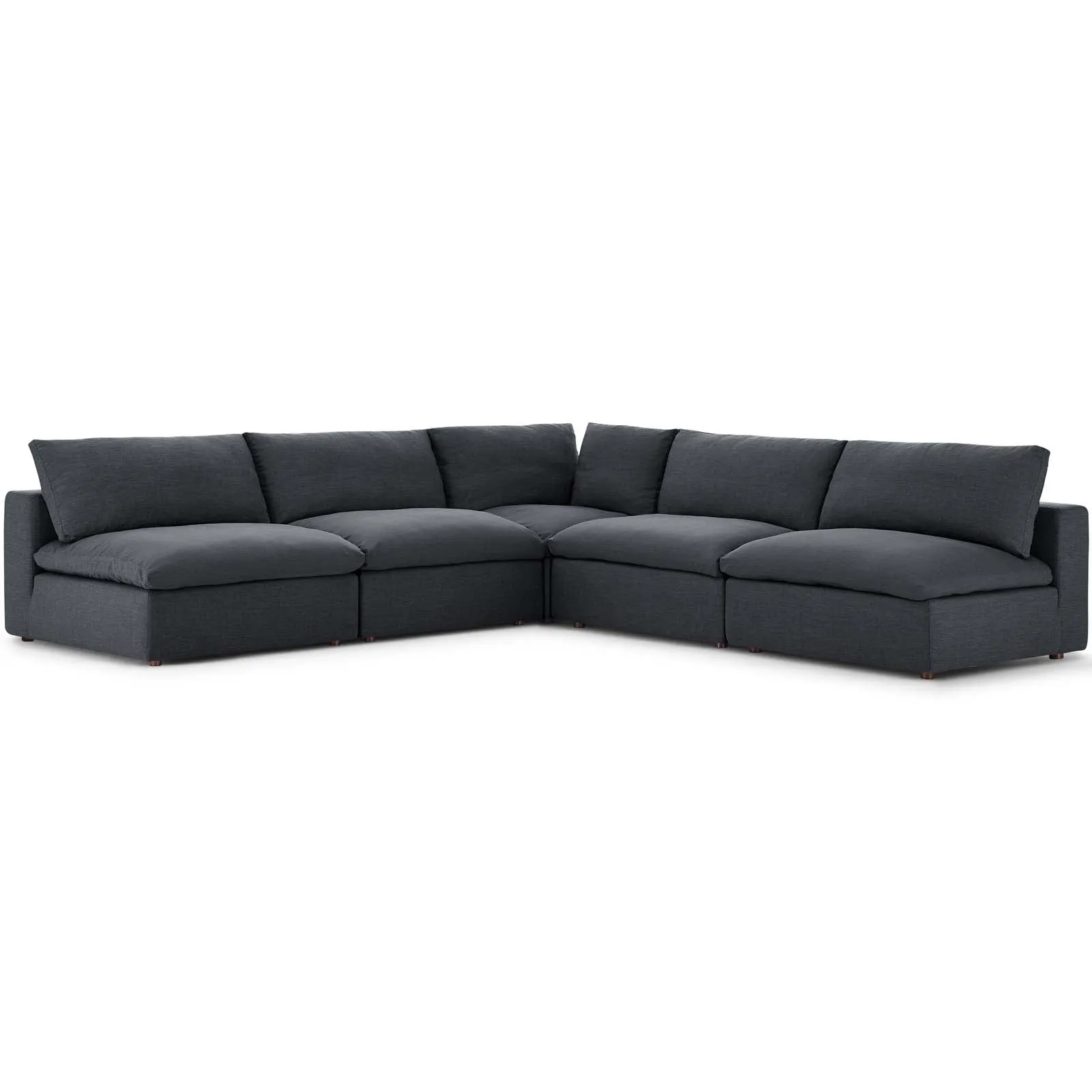 Modern Occasional Commix Down Filled Overstuffed 5 Piece Sectional Sofa Set