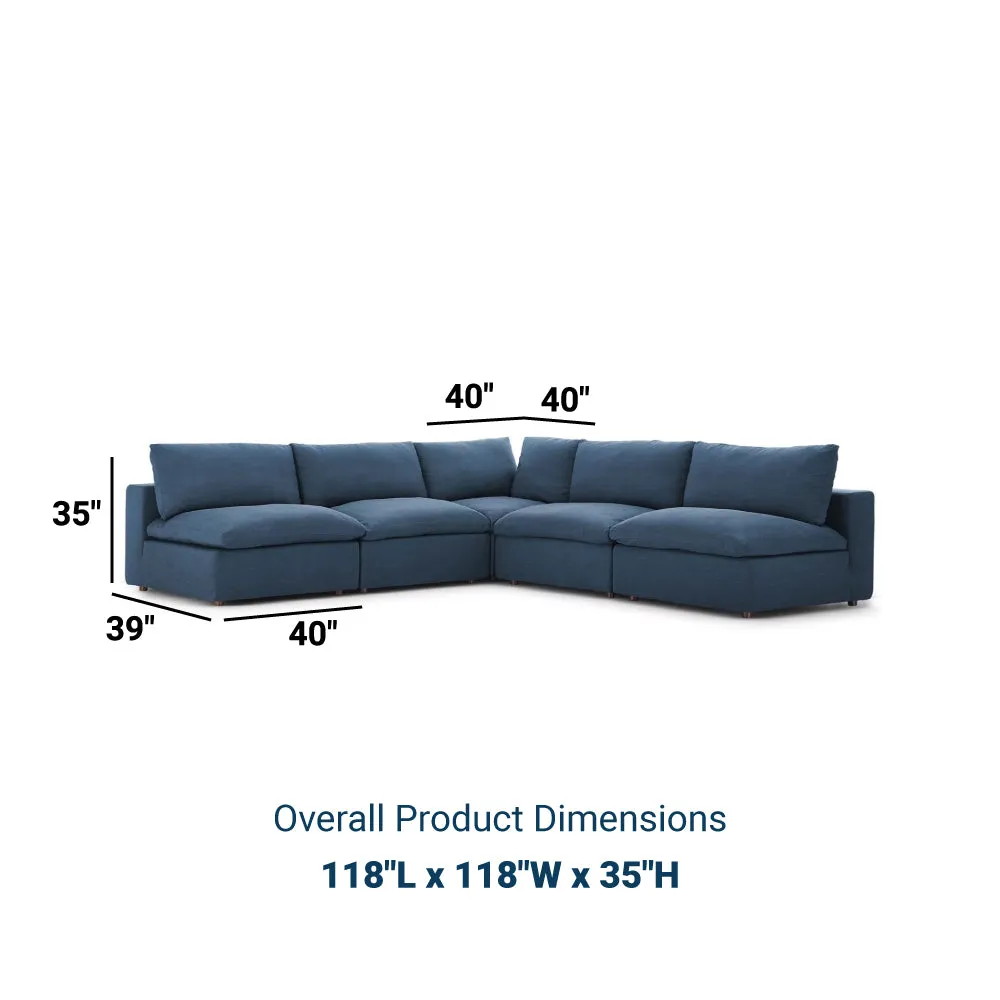 Modern Occasional Commix Down Filled Overstuffed 5 Piece Sectional Sofa Set