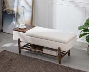 modern Storage Bench Linen End of Bed Ottoman Bench with Wooden Shoe Rack and Coffee Table, Modern Upholstered Long Seating Bench Entryway Bench for Hallway Foyer Living Room Bedroom, Green