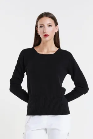 Monica Seriously Soft LS Ribbed Bottom Short Sweater (BLS436)