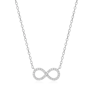 Monte Luna Silver Lab Created  Diamond Infinity Pendant Necklace