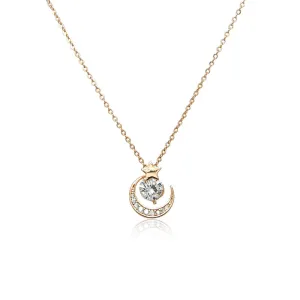 Moon & Star Cubic Zirconia Necklace