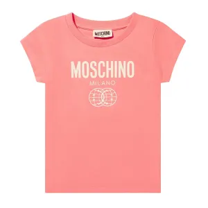Moschino Kids Double Smiley Pink Short Sleeve T-Shirt
