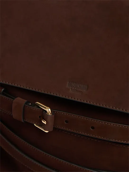 Moschino   Tie Me belted nabuk leather tote bag 