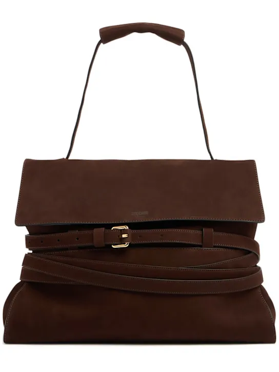 Moschino   Tie Me belted nabuk leather tote bag 