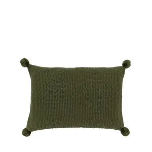 Moss Stitch PomPom Cushion Cover - Green