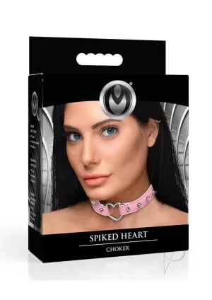 Ms Spiked Heart Choker Pnk