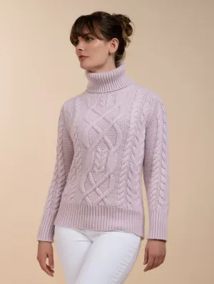 MULTI CABLE ROLL NECK<br>SOFT PINK