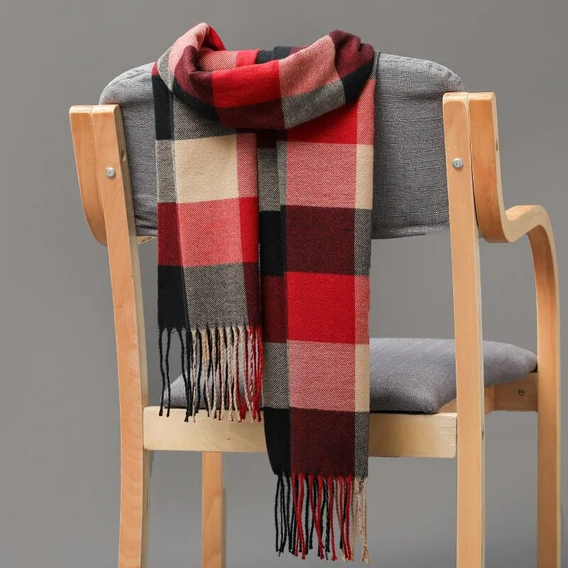 Multicolor Winter Fashion Scarves with Chic Tassel - Plaid Collection