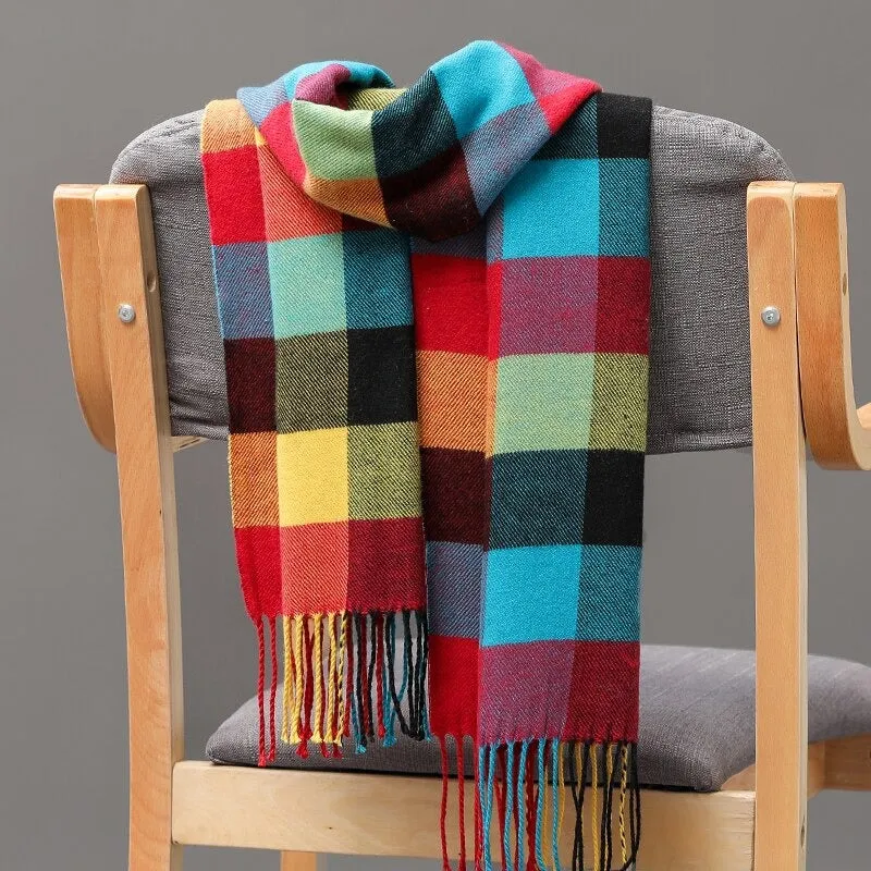 Multicolor Winter Fashion Scarves with Chic Tassel - Plaid Collection
