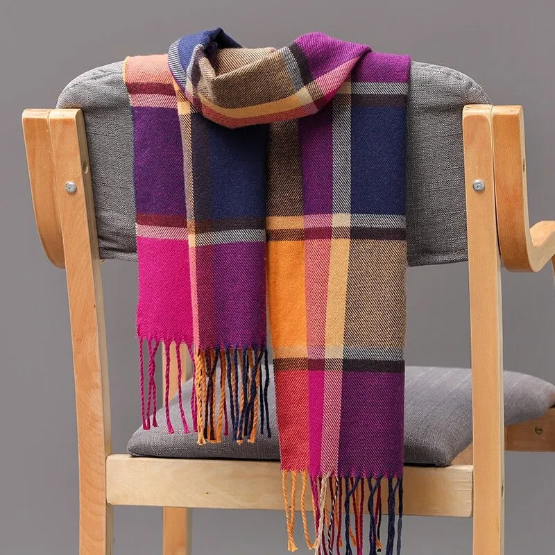 Multicolor Winter Fashion Scarves with Chic Tassel - Plaid Collection