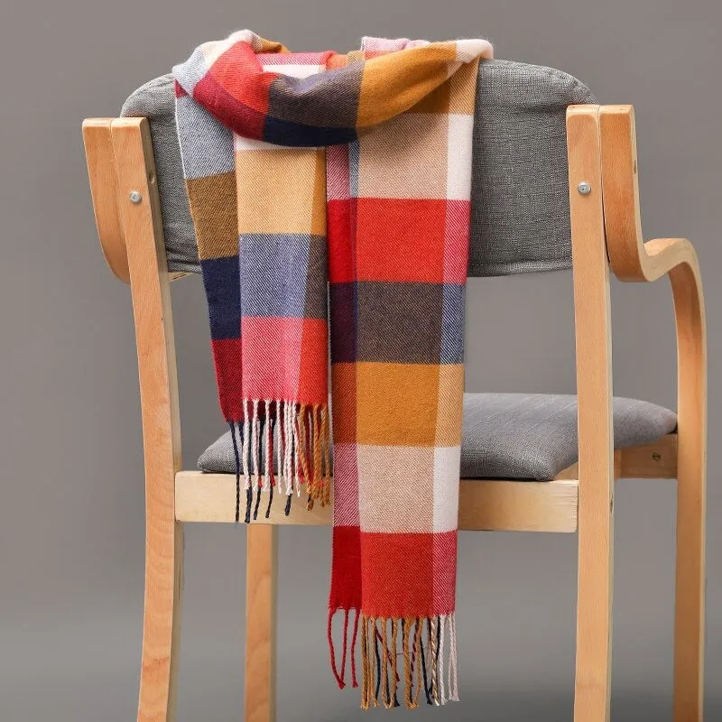 Multicolor Winter Fashion Scarves with Chic Tassel - Plaid Collection