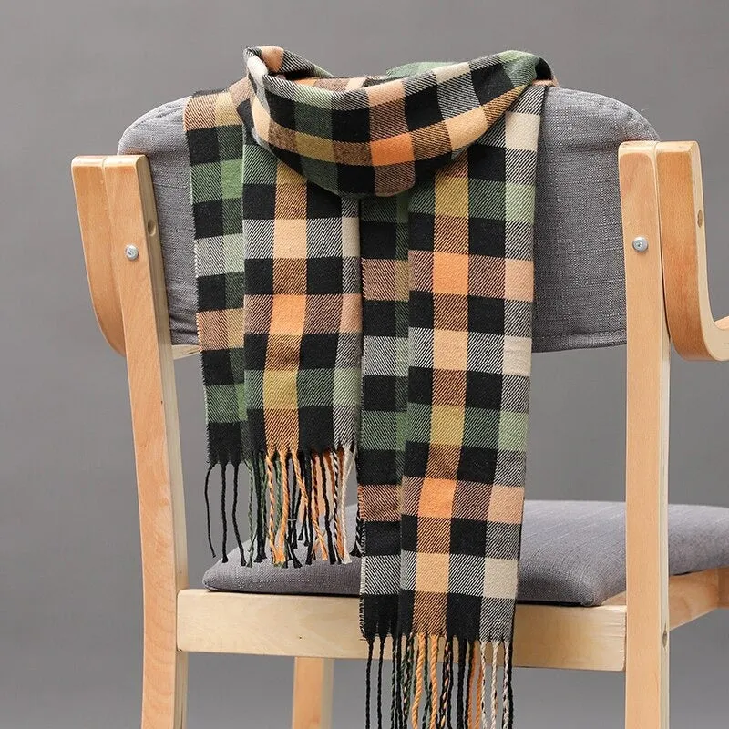Multicolor Winter Fashion Scarves with Chic Tassel - Plaid Collection