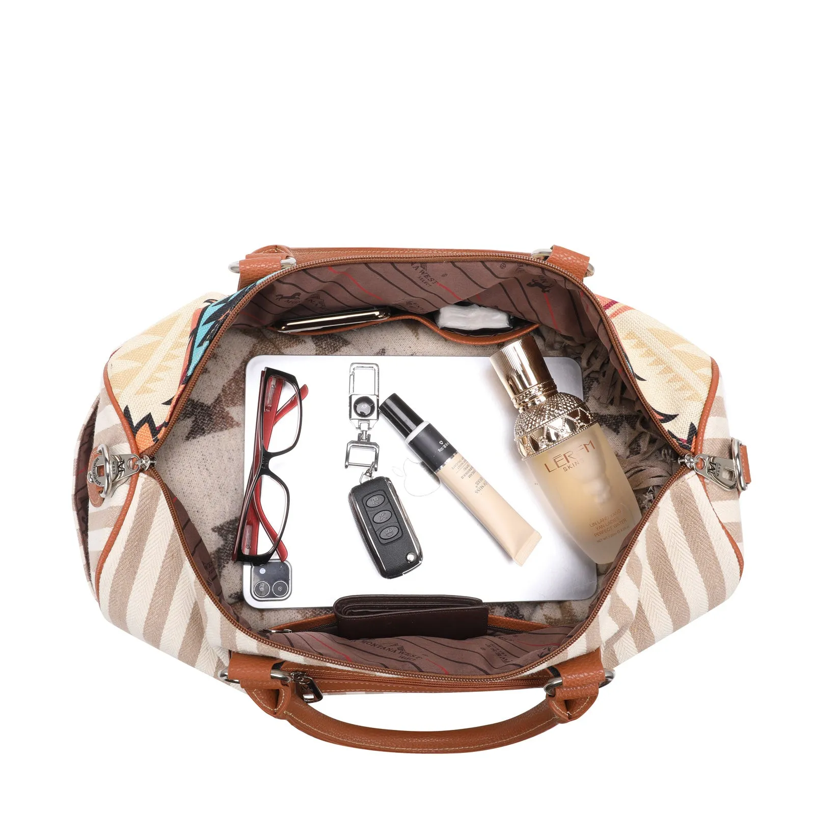 MW932-5110 Montana West Aztec Canvas Weekender Bag