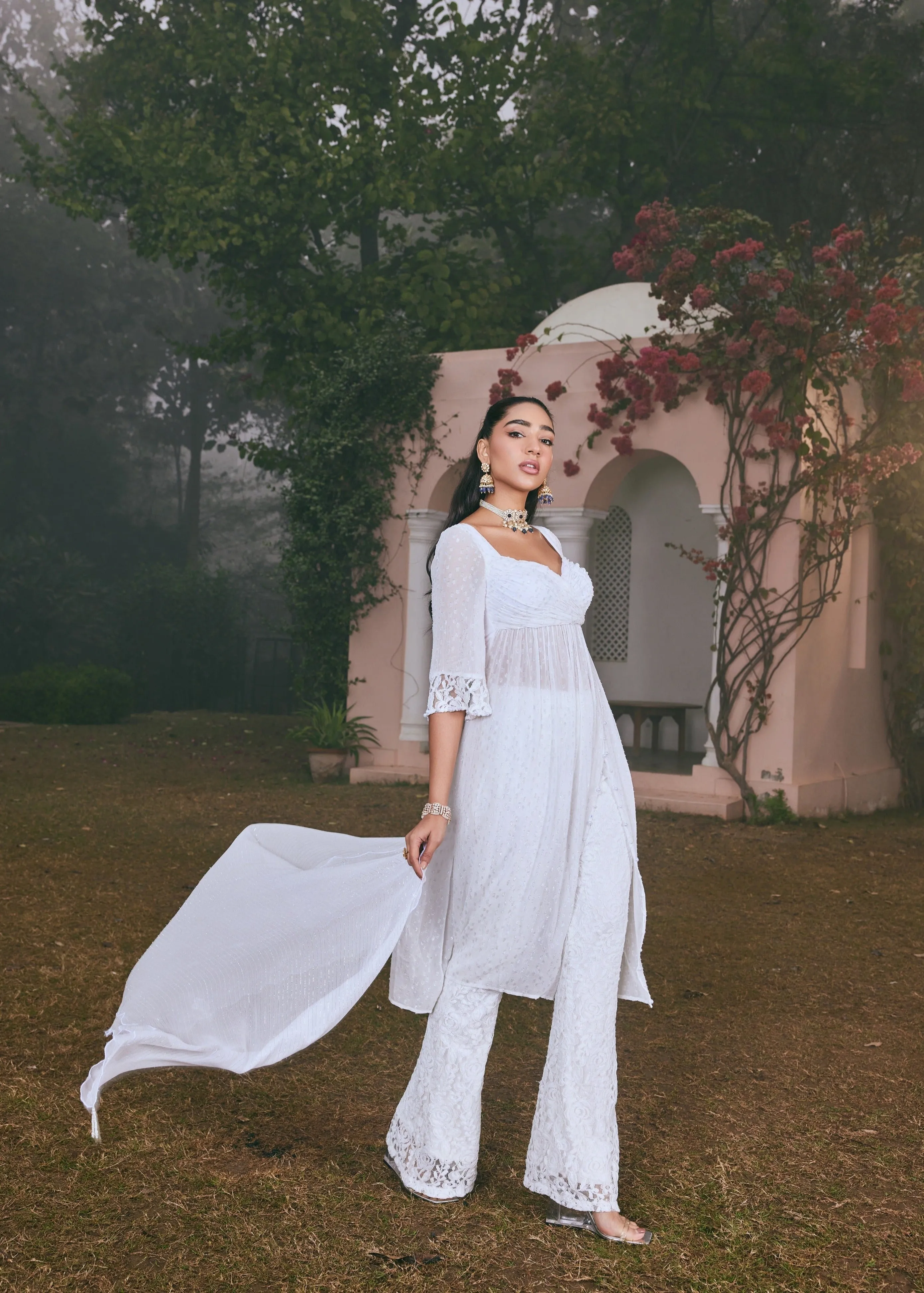 Nafisa White Georgette Anarkali Set
