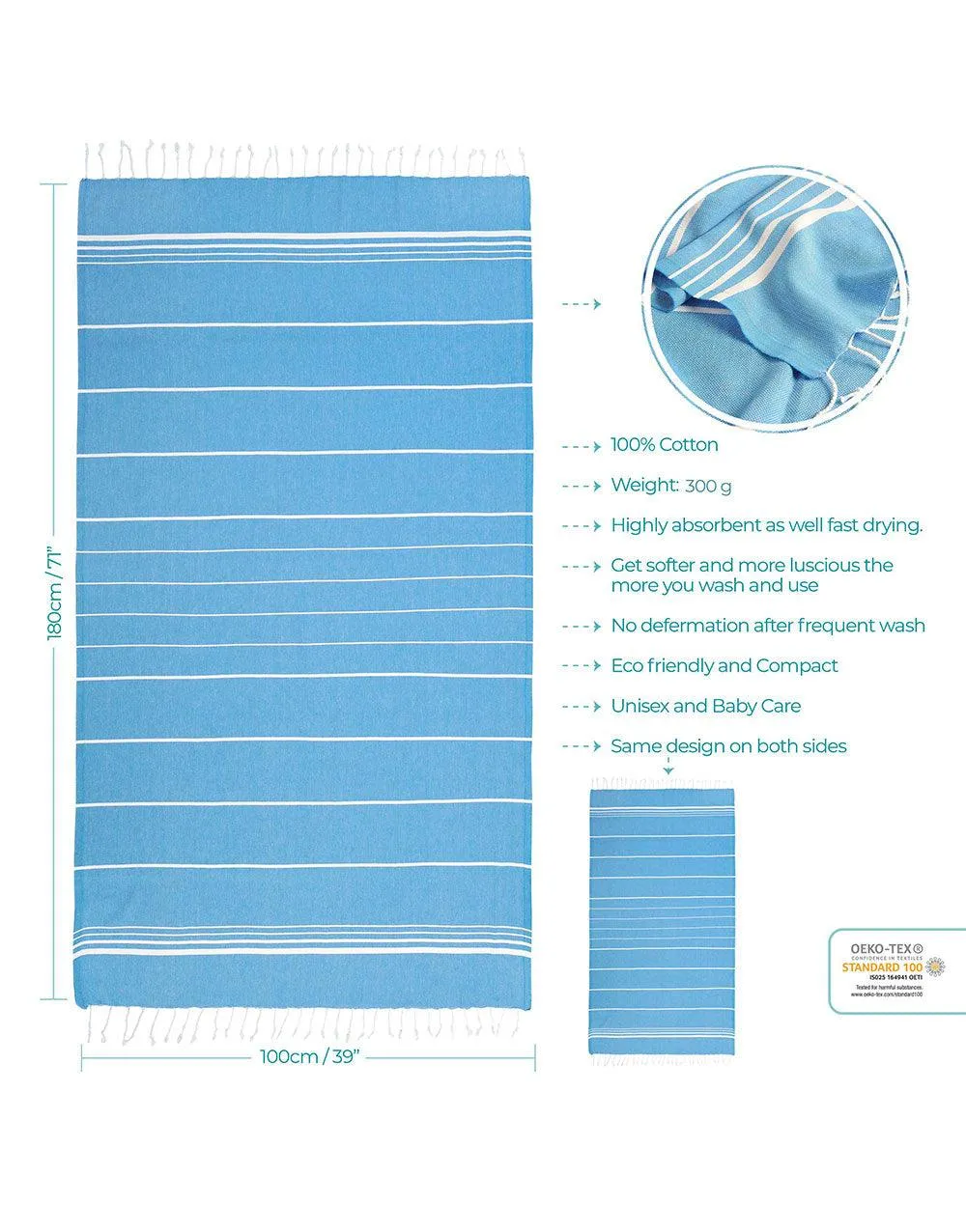 Narrow Stripe Turkish Beach Towel