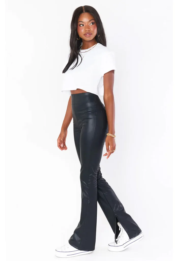Nashville Pull On Flares-Black Faux Leather