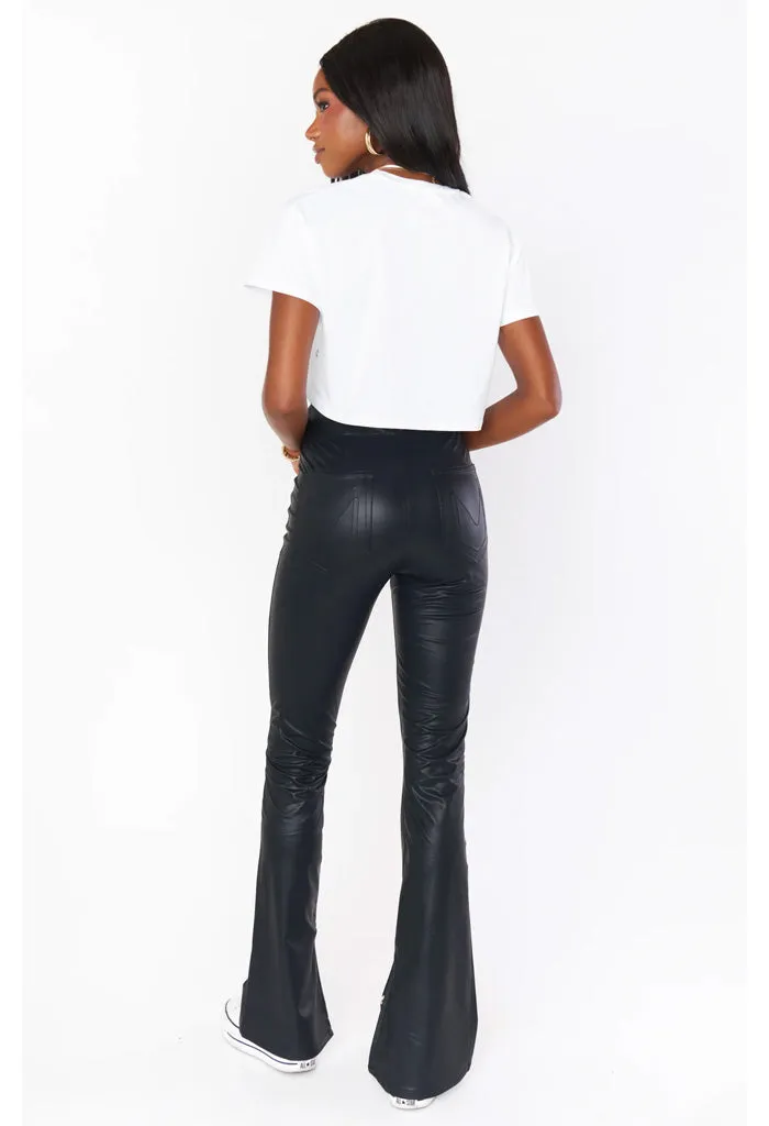 Nashville Pull On Flares-Black Faux Leather