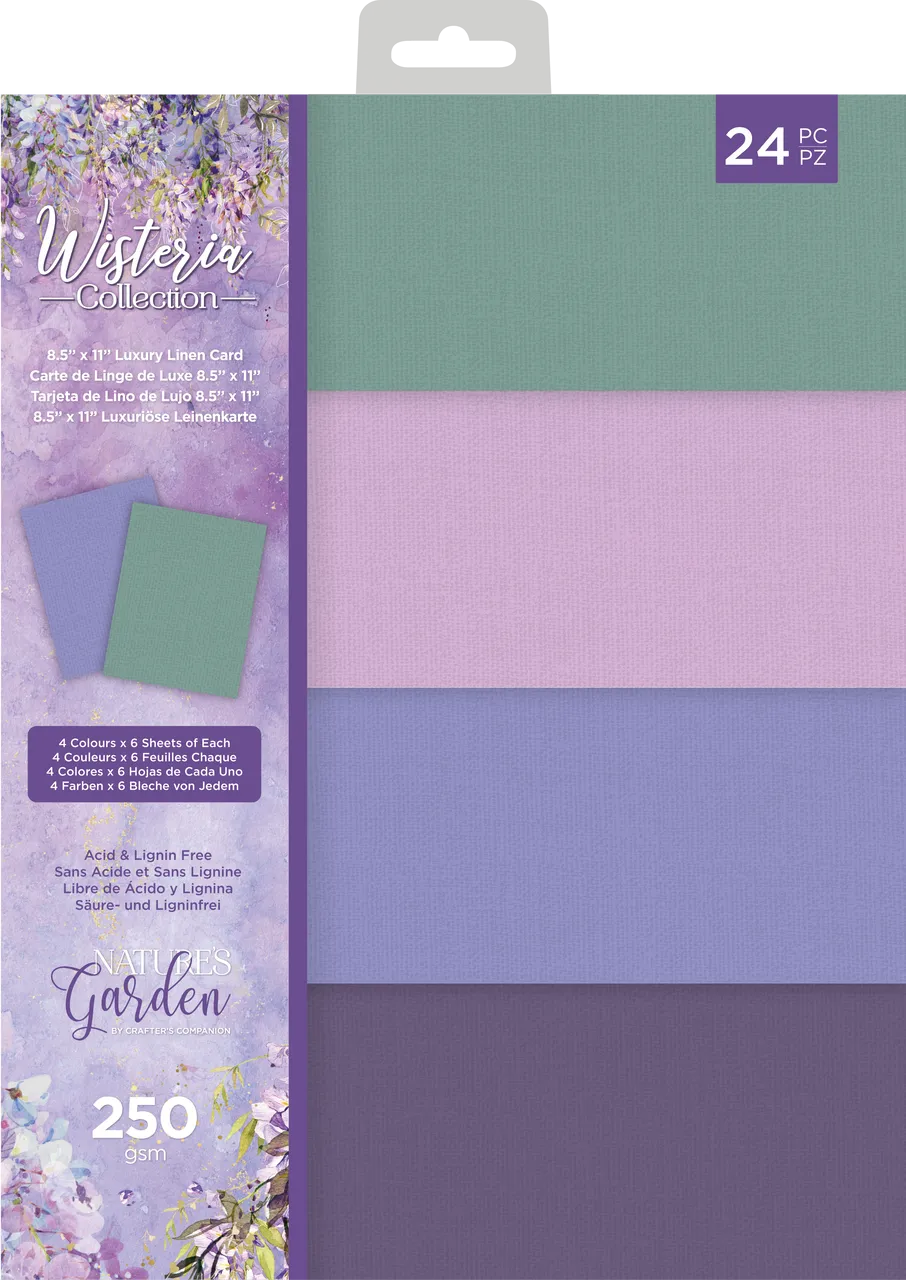 Nature's Garden Wisteria Collection Luxury Linen Card Pack - 8.5 x 11