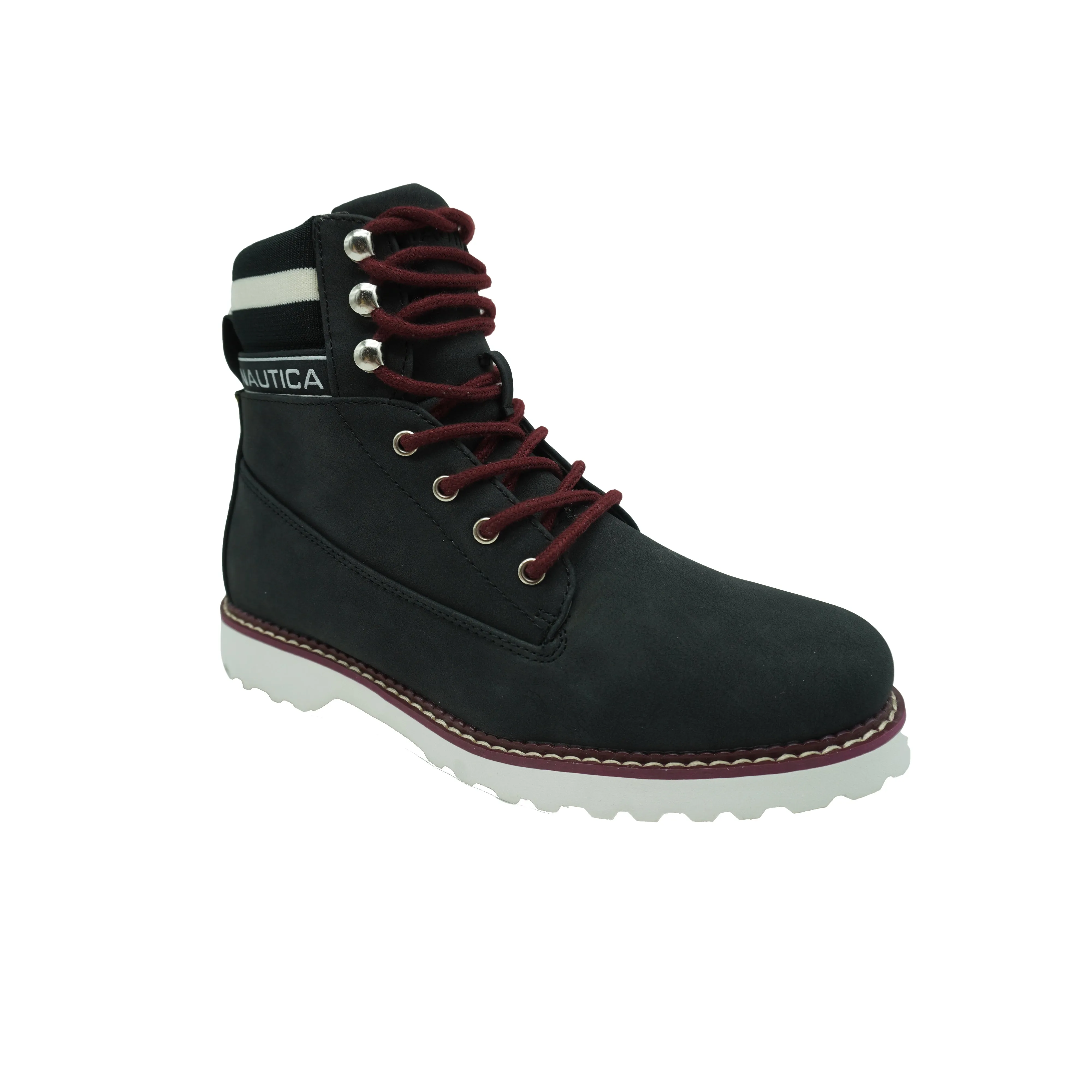 Nautica Women's Galiah Padded Collar Lace Up Hiking Boots Black Red