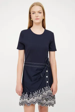 Navy & White Eyelet Dress