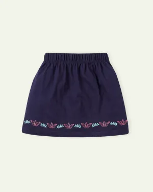 Navy Blue Embroidered Skirt
