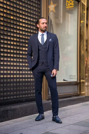 Navy Blue Slim Fit Groom Wedding Suit for men by GentWith
